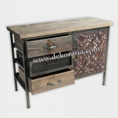 Cabinet 1 Door 3 Drawers | Industrial Furniture | Iron Furniture